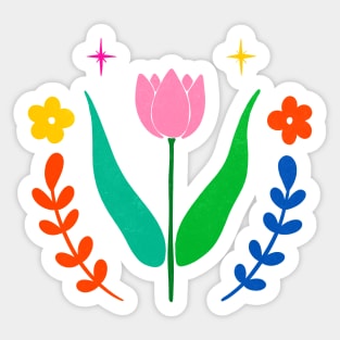 Tulips Flower Bold Colors Sticker